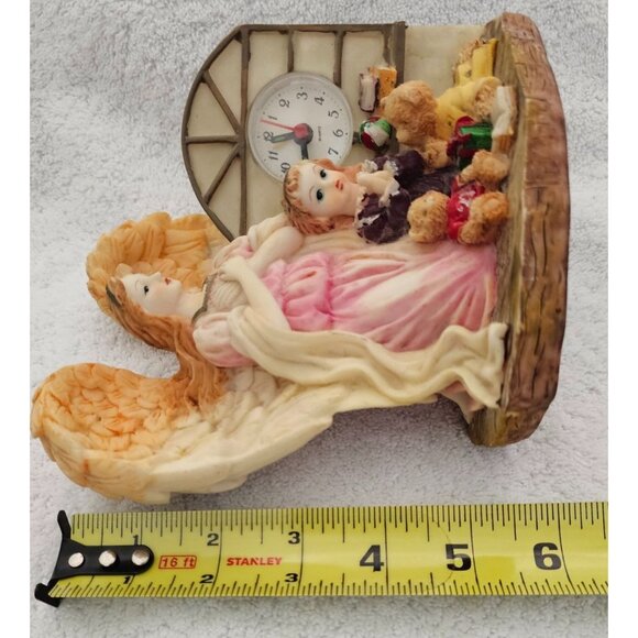 Angel Clock Figurine with Praying Child & Teddy Bears Clock in Good Working Cond - Picture 6 of 7